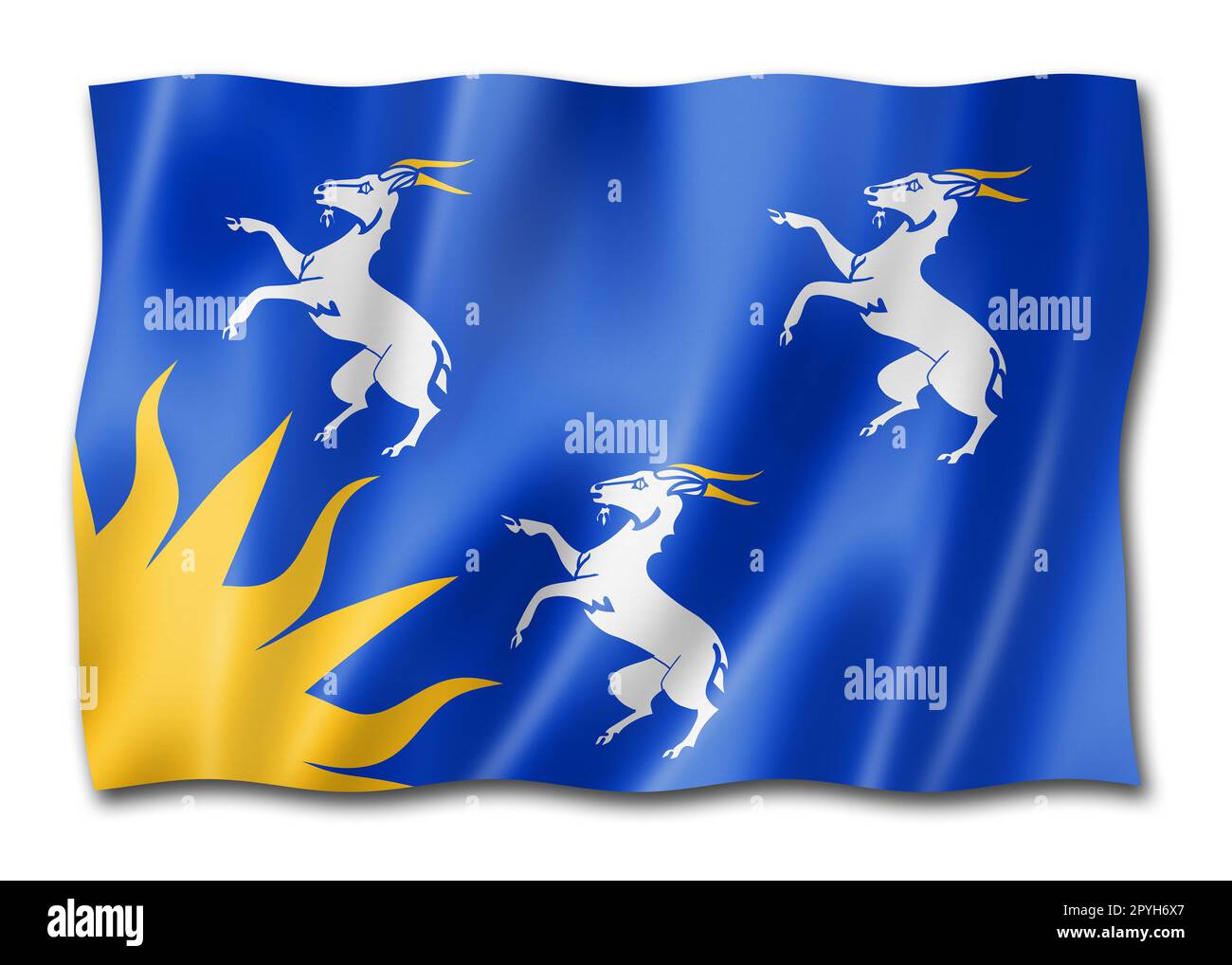 Merionethshire County flag, United Kingdom waving banner collection. 3D illustration Stock Photo