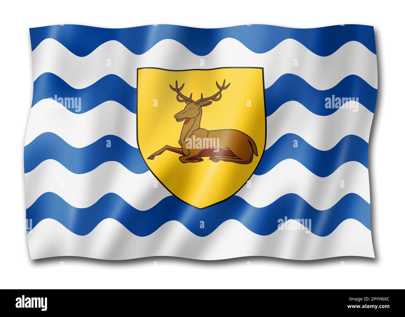 Hertfordshire County flag, United Kingdom waving banner collection. 3D illustration Stock Photo