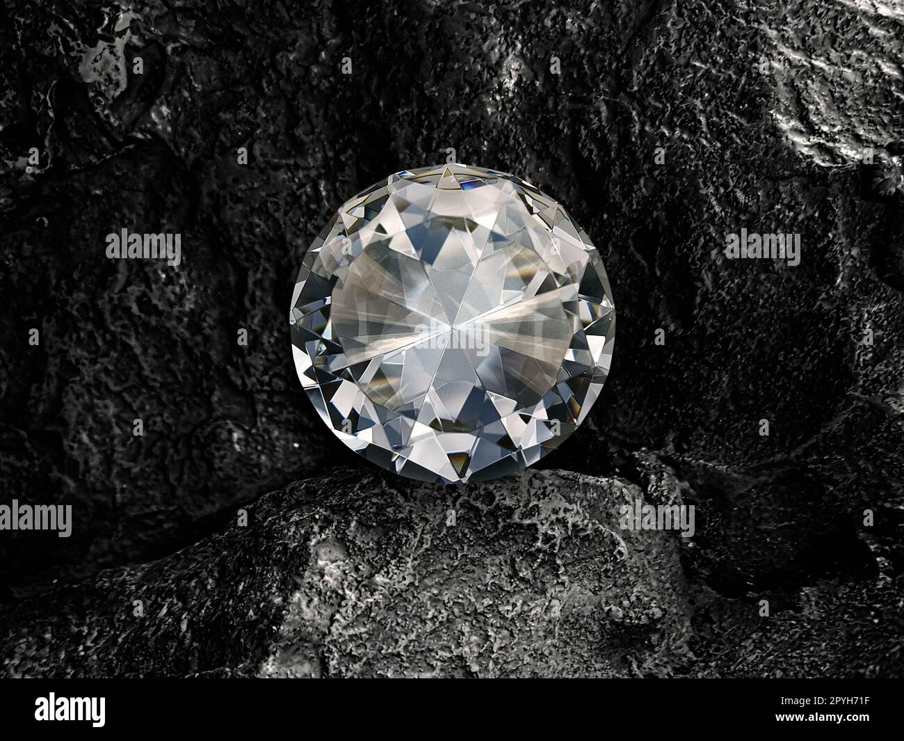 diamond on black coal background Stock Photo
