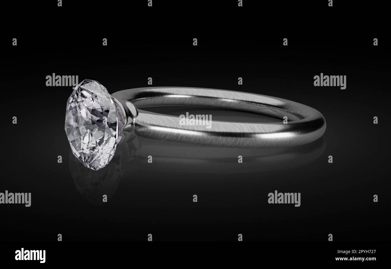 Diamond ring on black background Stock Photo