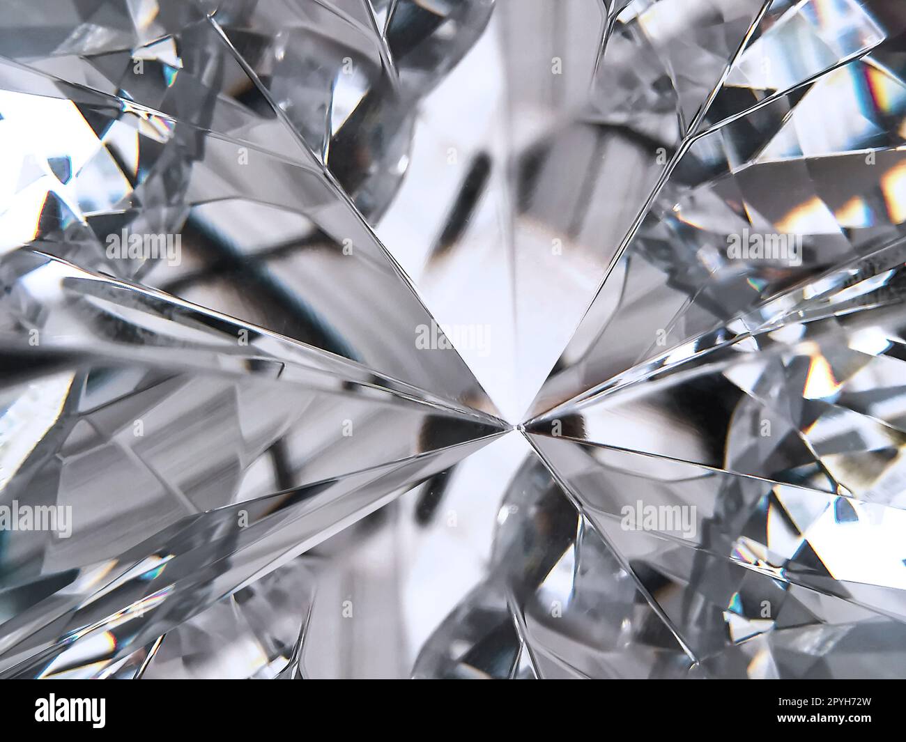 diamond texture closeup and kaleidoscope. top view of round gemstone 3d render, 3d illustration Stock Photo