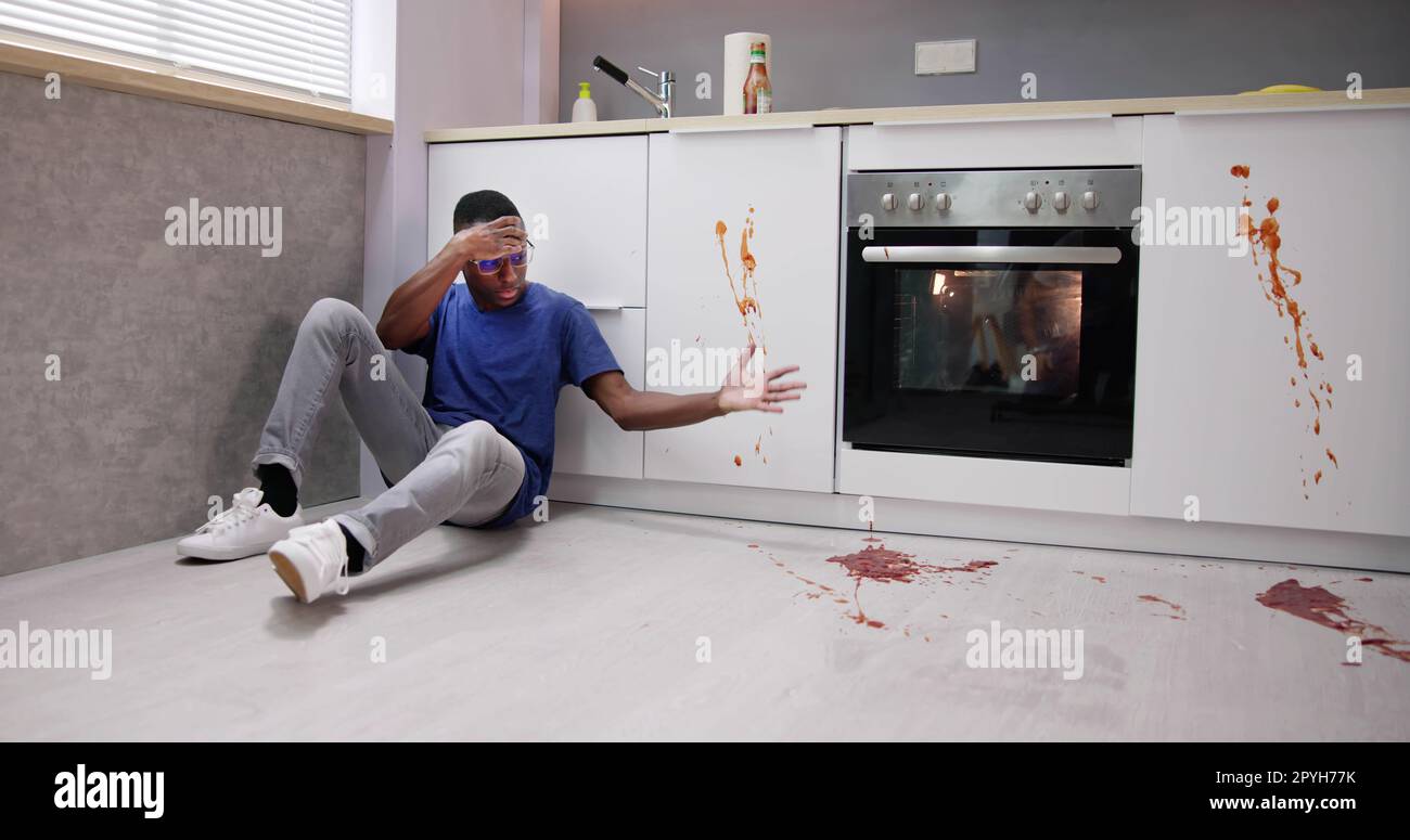 Messy Kitchen Food Spill Accident Stock Photo Alamy