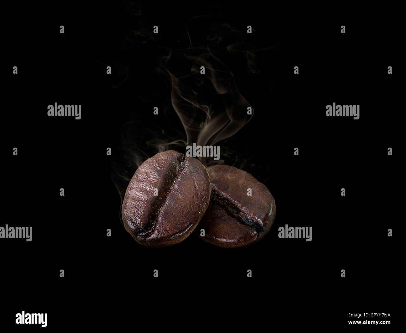 Coffee bean. with smoke on black background Stock Photo
