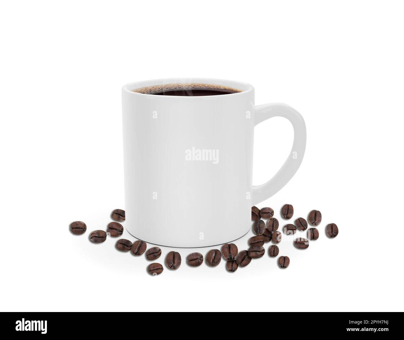 Coffee cup and beans on a white background Stock Photo