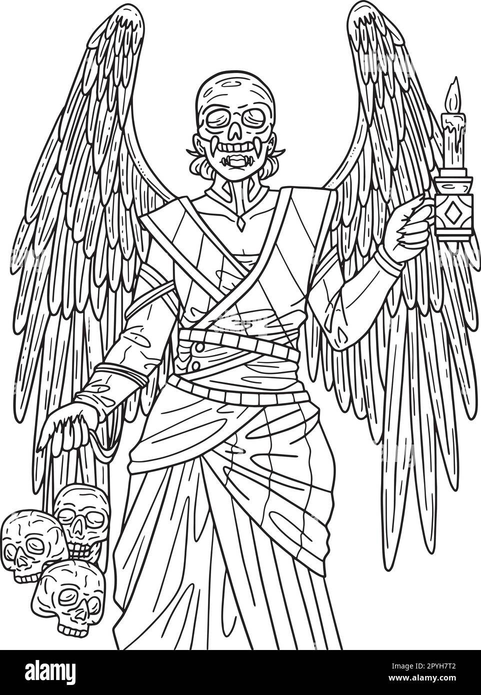 Halloween Angel of Death Isolated Coloring Page Stock Vector Image & Art - Alamy
