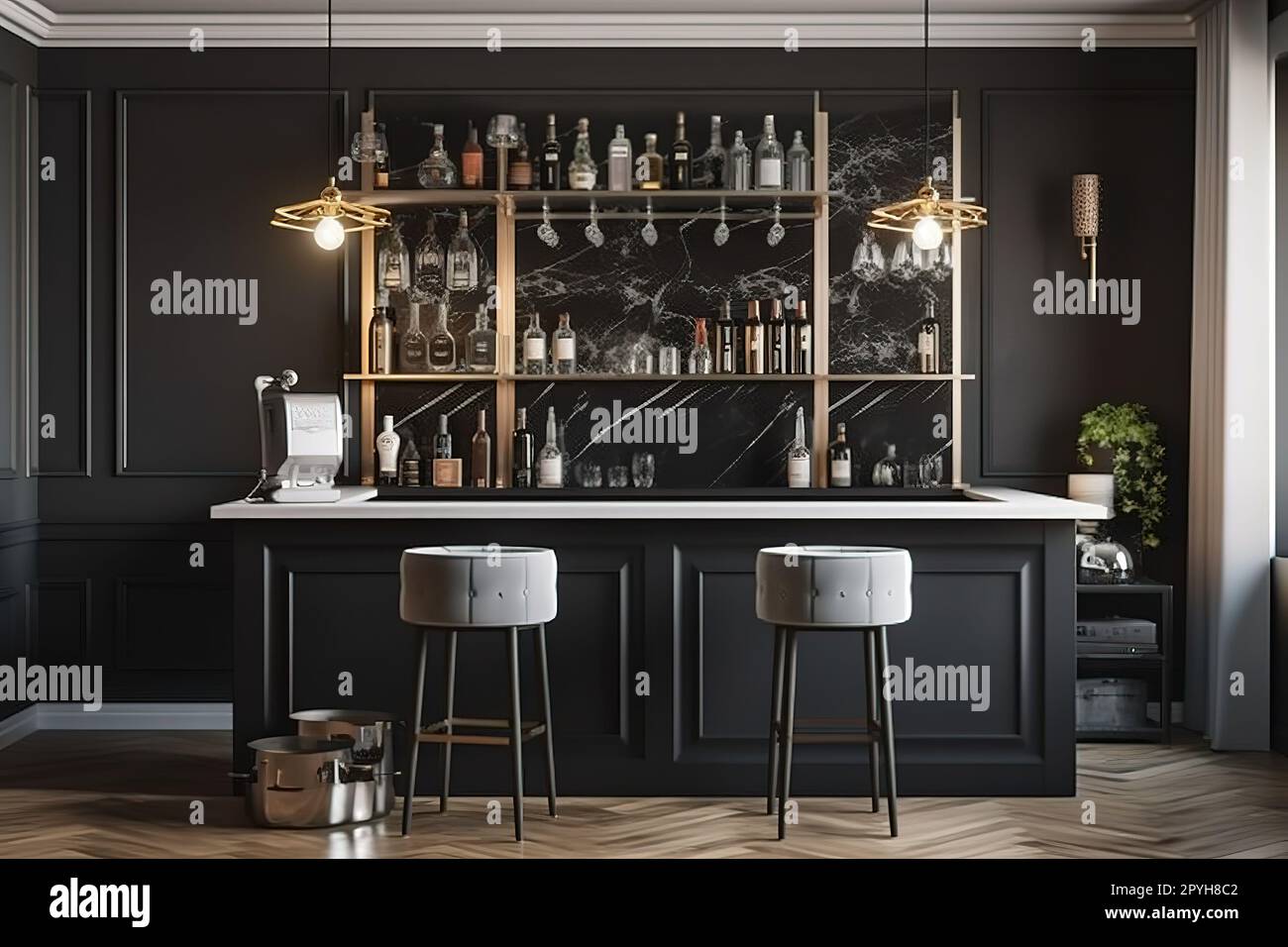 Home Bar Capture a set of images that showcase a stylish, inviting home bar. Use natural light