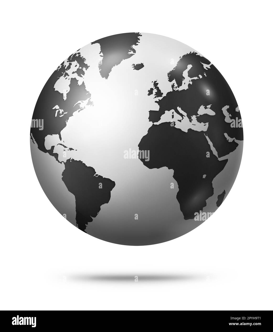Black earth globe isolated on white background. 3D illustration ...