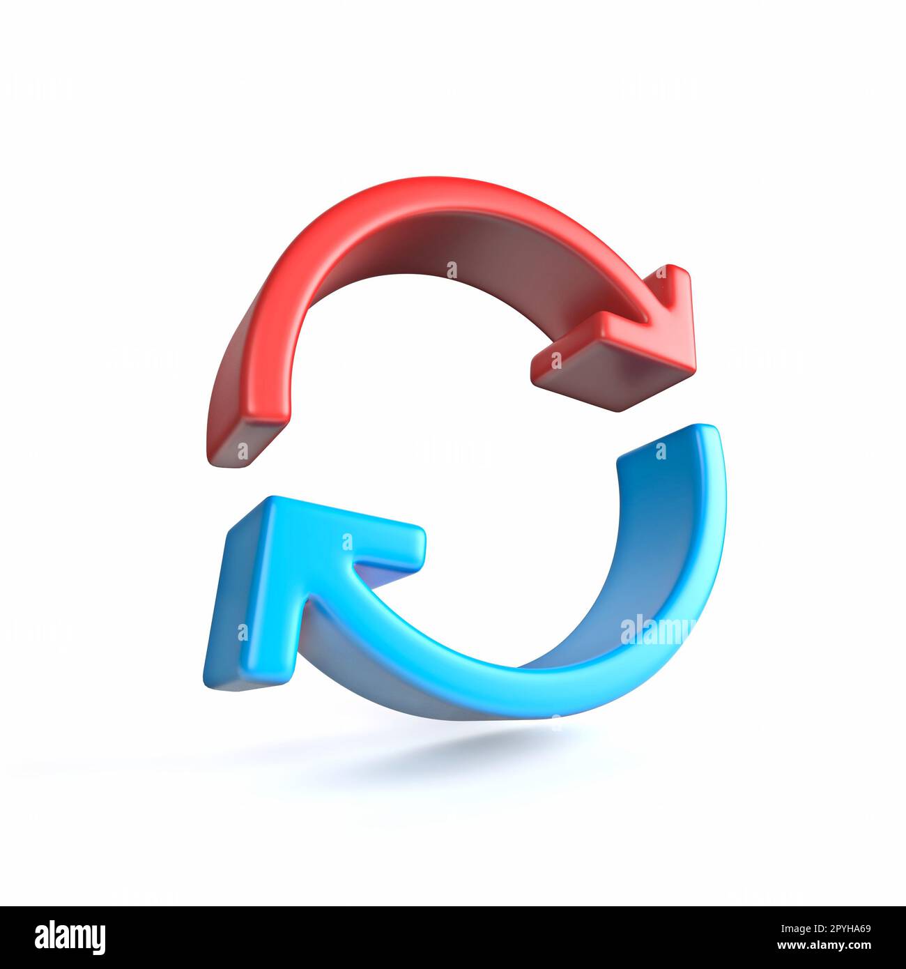 Two arrows circle Side view 3D rendering illustration isolated on white ...