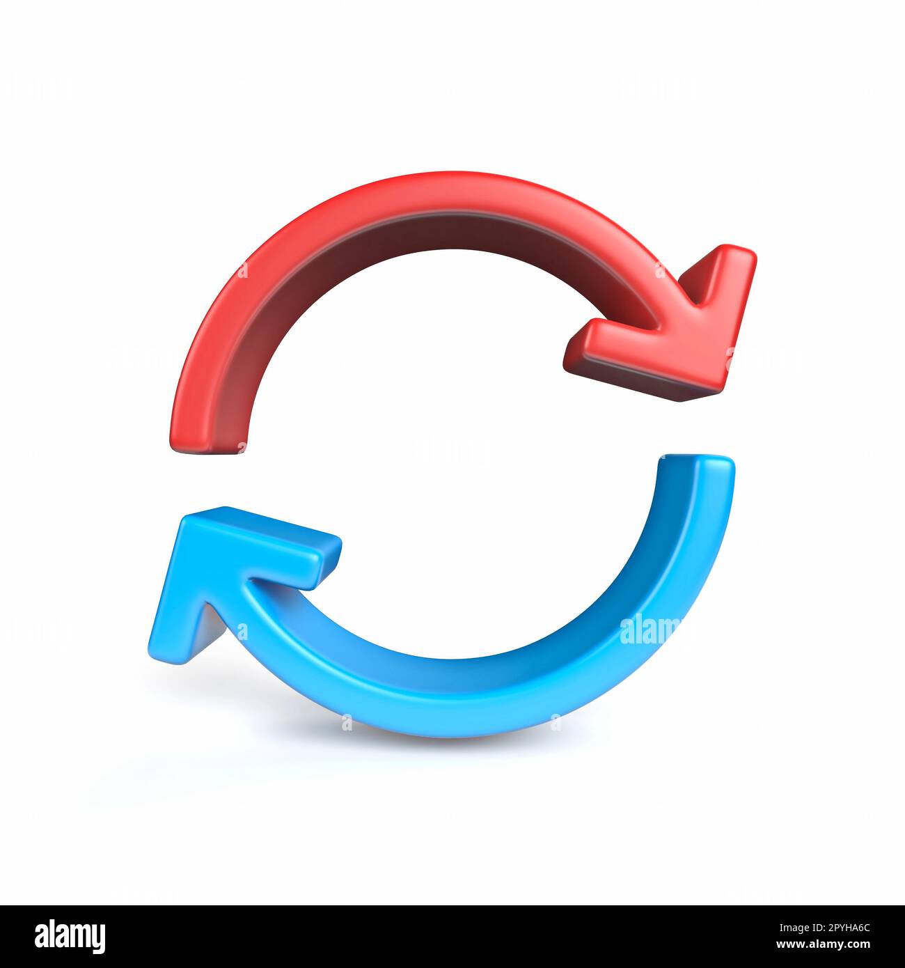 Two arrows circle Front view 3D rendering illustration isolated on