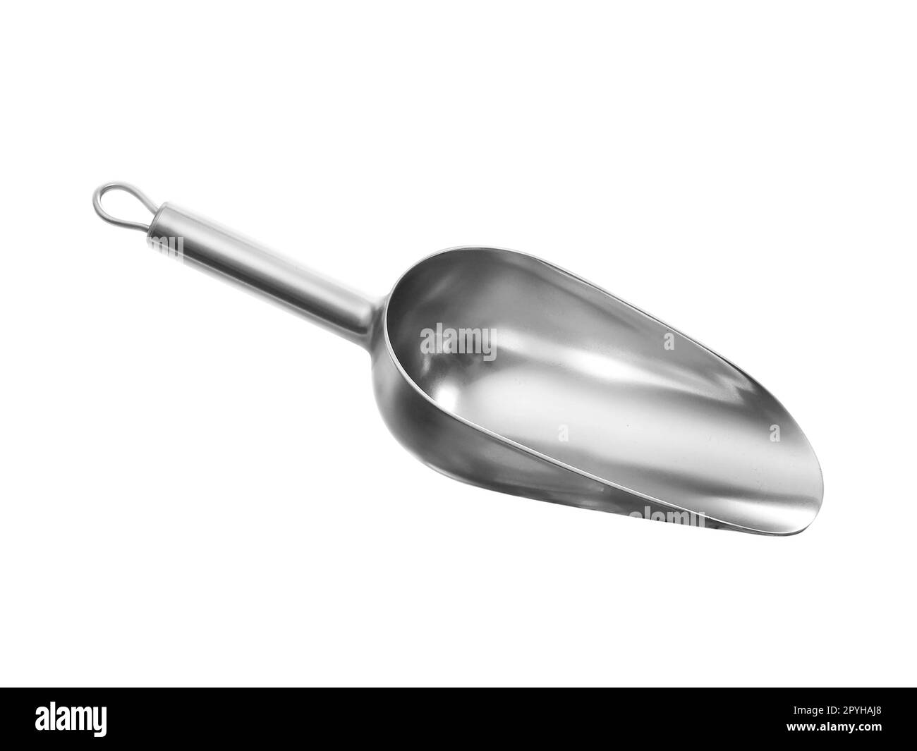 Metal Ice scoop isolated on white background Stock Photo Alamy
