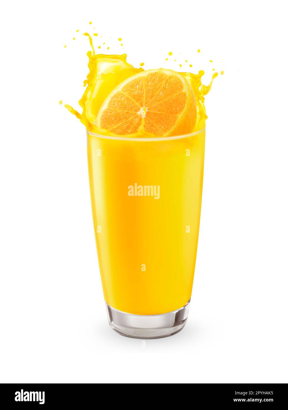 orange juice splash isolated on white background Stock Photo