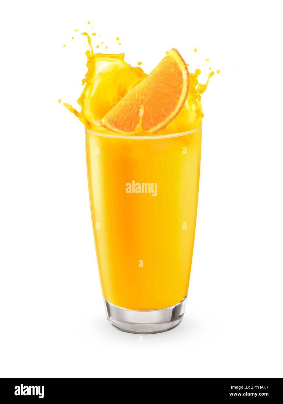 orange juice splash isolated on white background Stock Photo