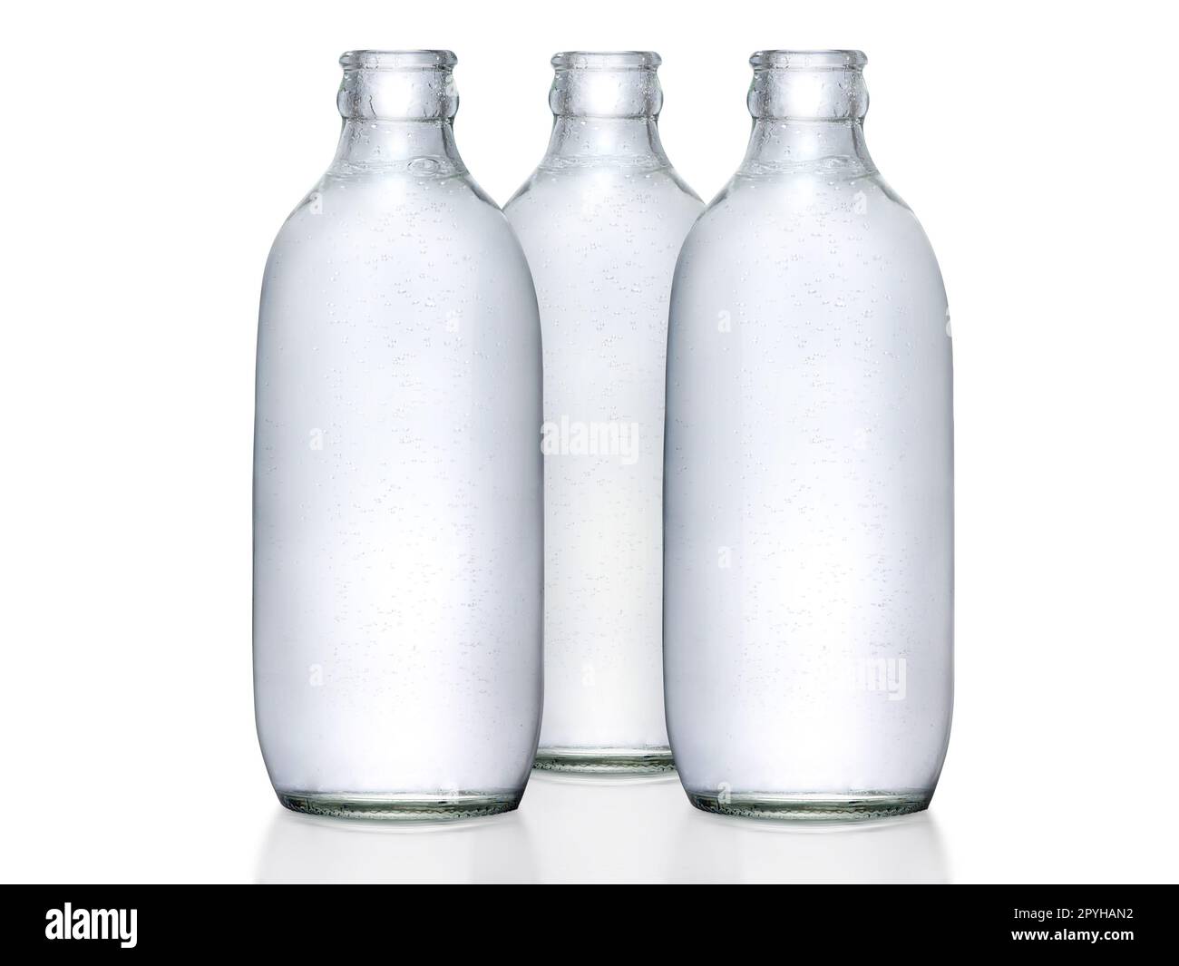 soda water bottle , Soda bubbles in the bottle on white background