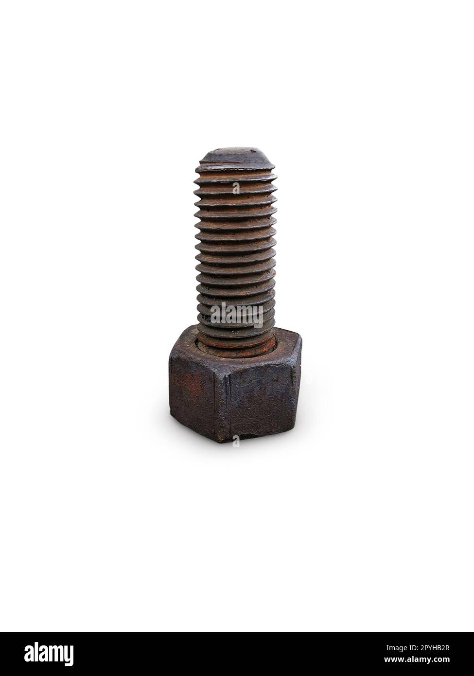 Nuts and bolts old on white background Stock Photo