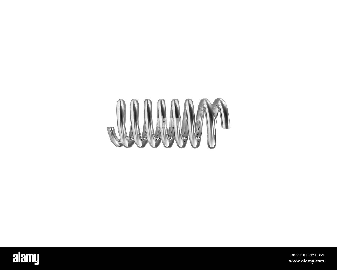 Silver color coil spring isolated over white Stock Photo