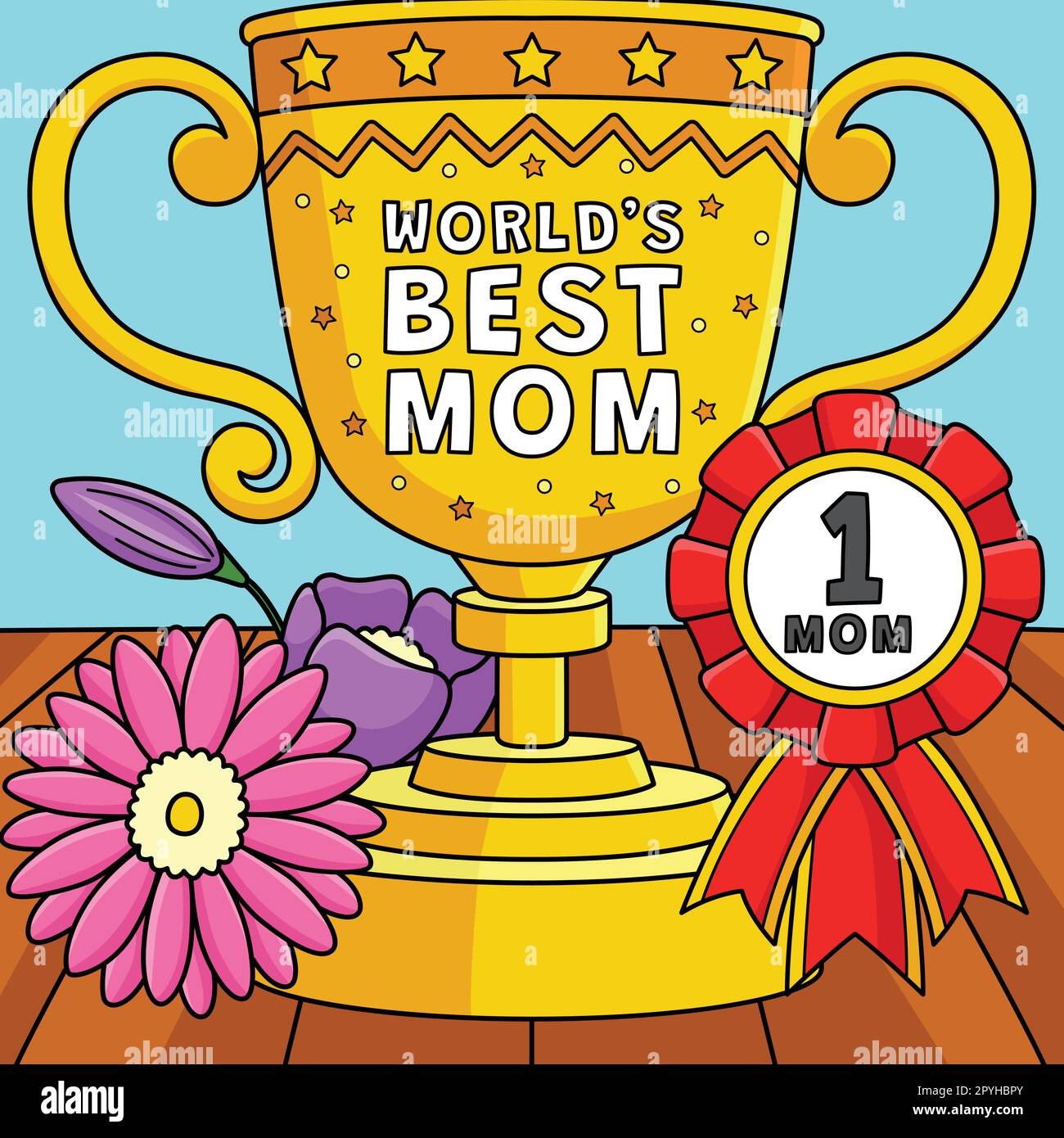 Happy Mothers Day Trophy Colored Cartoon Stock Vector Image & Art - Alamy