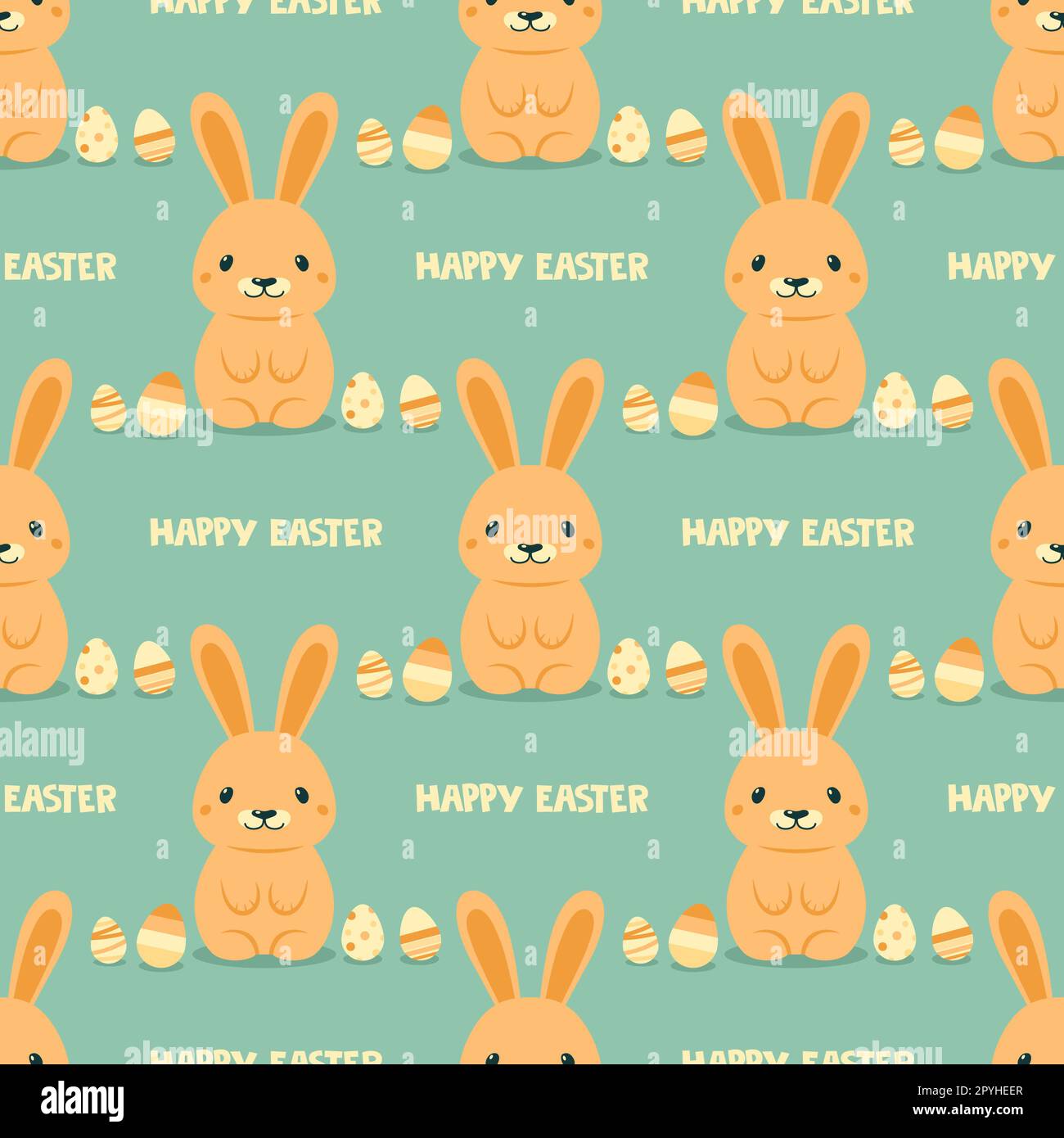 Happy Easter. Vector Seamless Pattern with Easter Cute Funny Cartoon ...