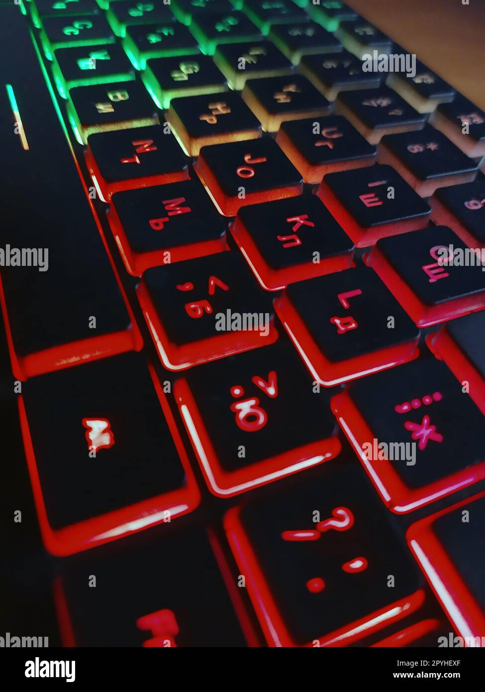Bright backlit computer keyboard closeup Stock Photo Alamy