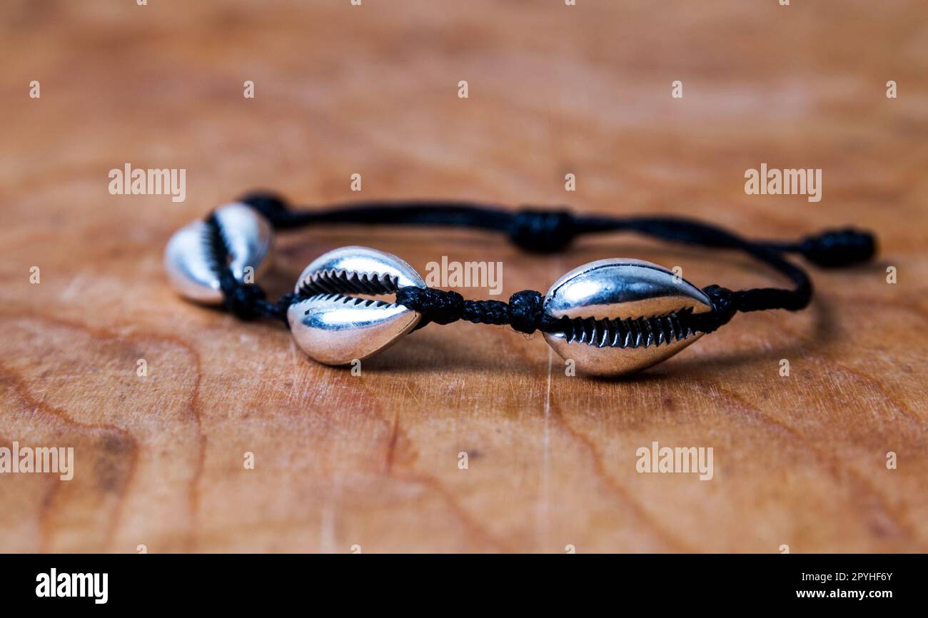Bead bracelet on the wooden table Stock Photo