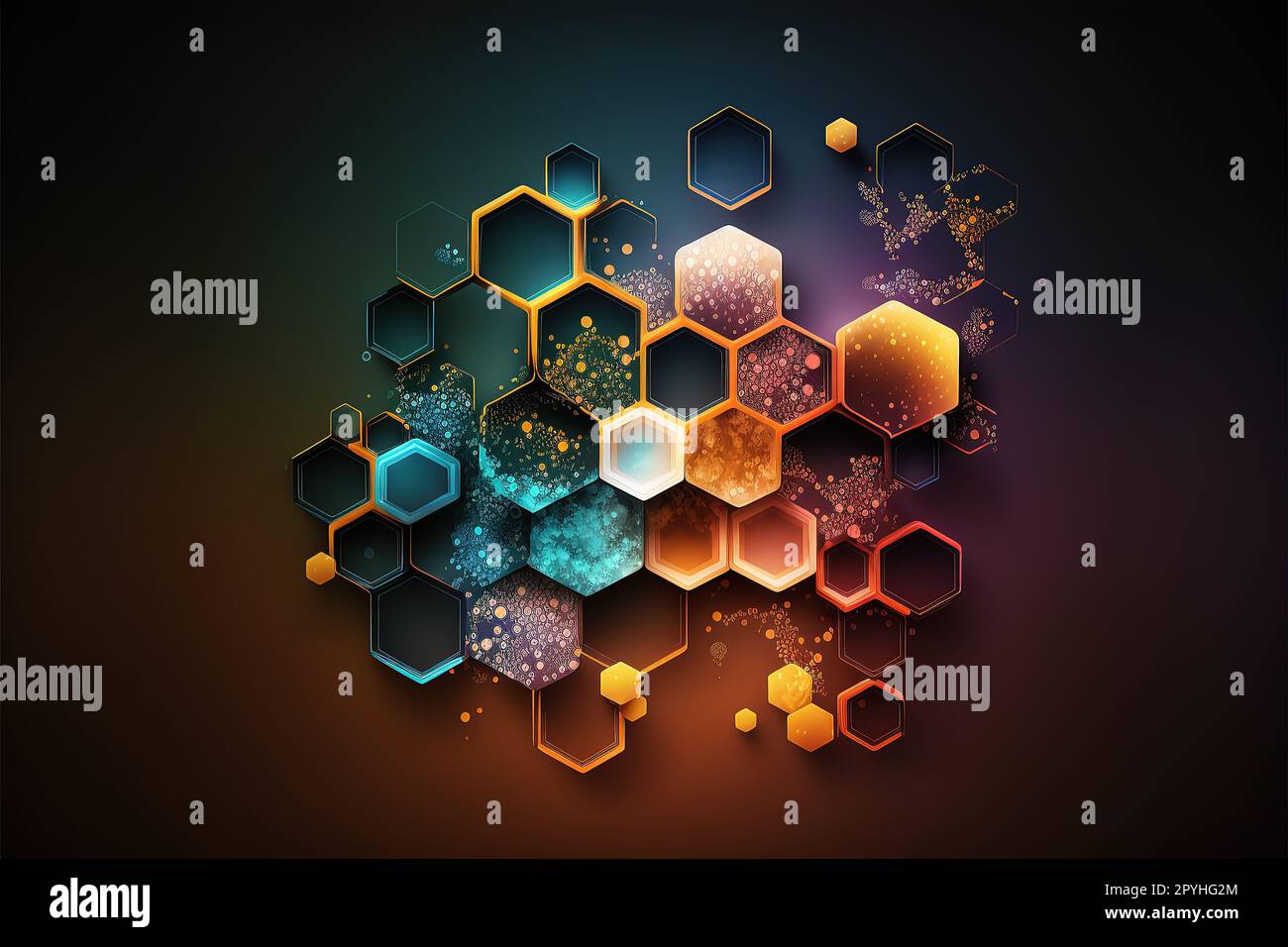 Abstract technology or medical background with hexagons shape pattern ...