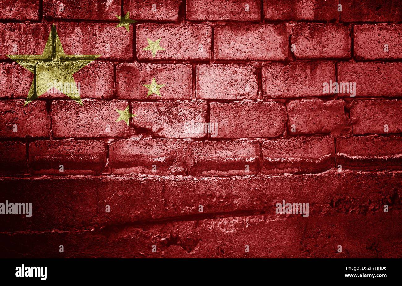 Dark brick wall with the flag Stock Photo