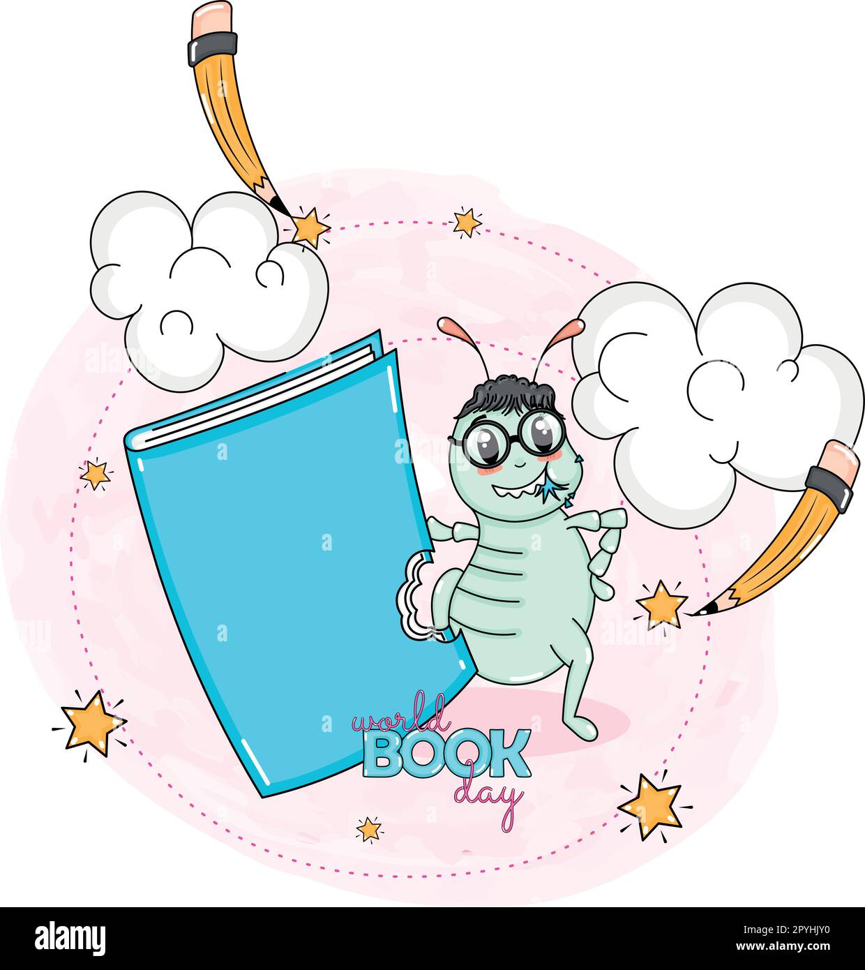 Caterpillar eating a book World book day Vector Stock Vector Image ...