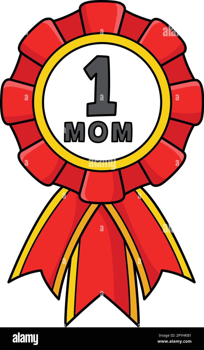 Number One Mom Ribbon Cartoon Colored Clipart Stock Vector Image & Art