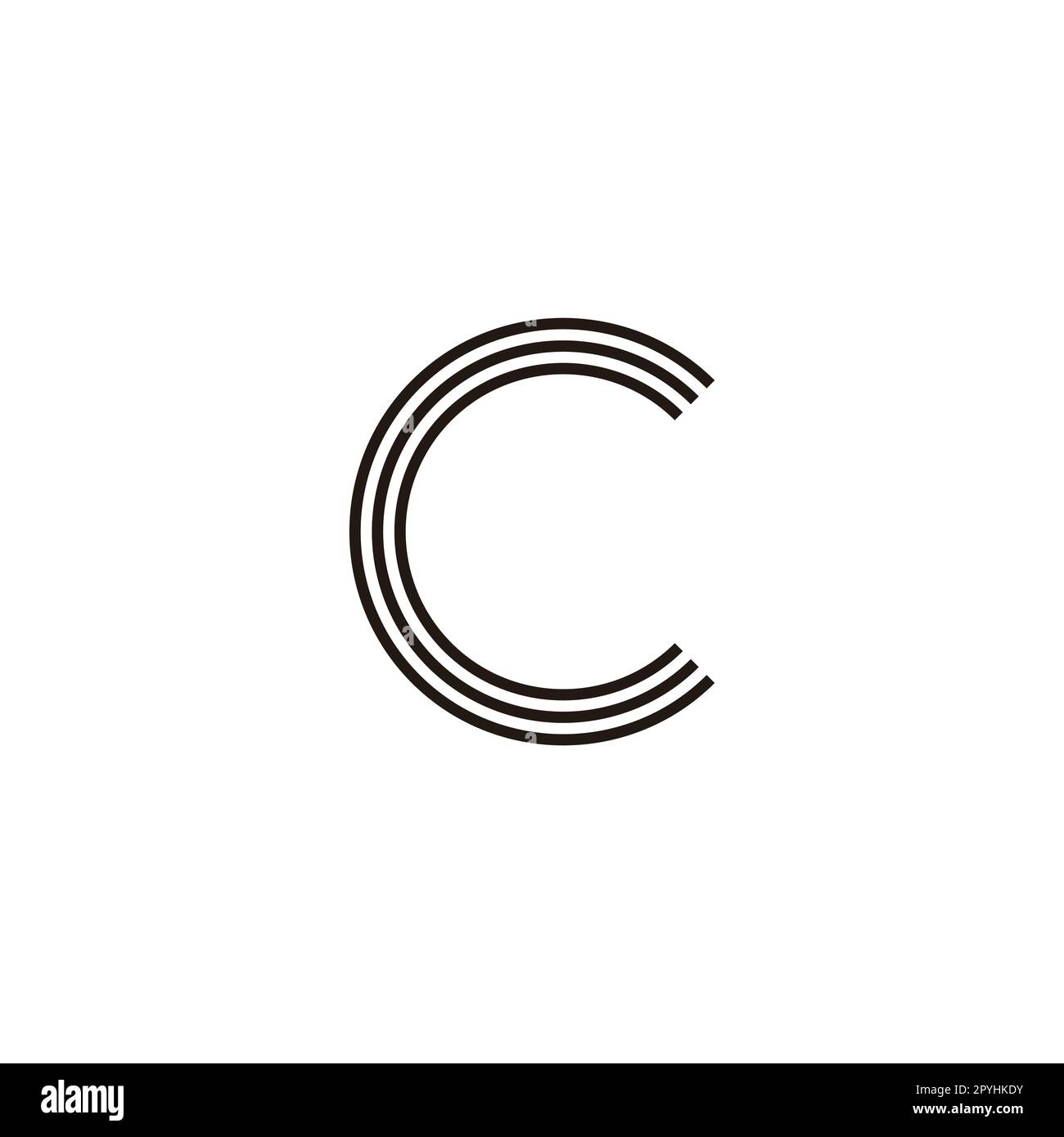 Letter C three lines geometric symbol simple logo vector Stock Vector