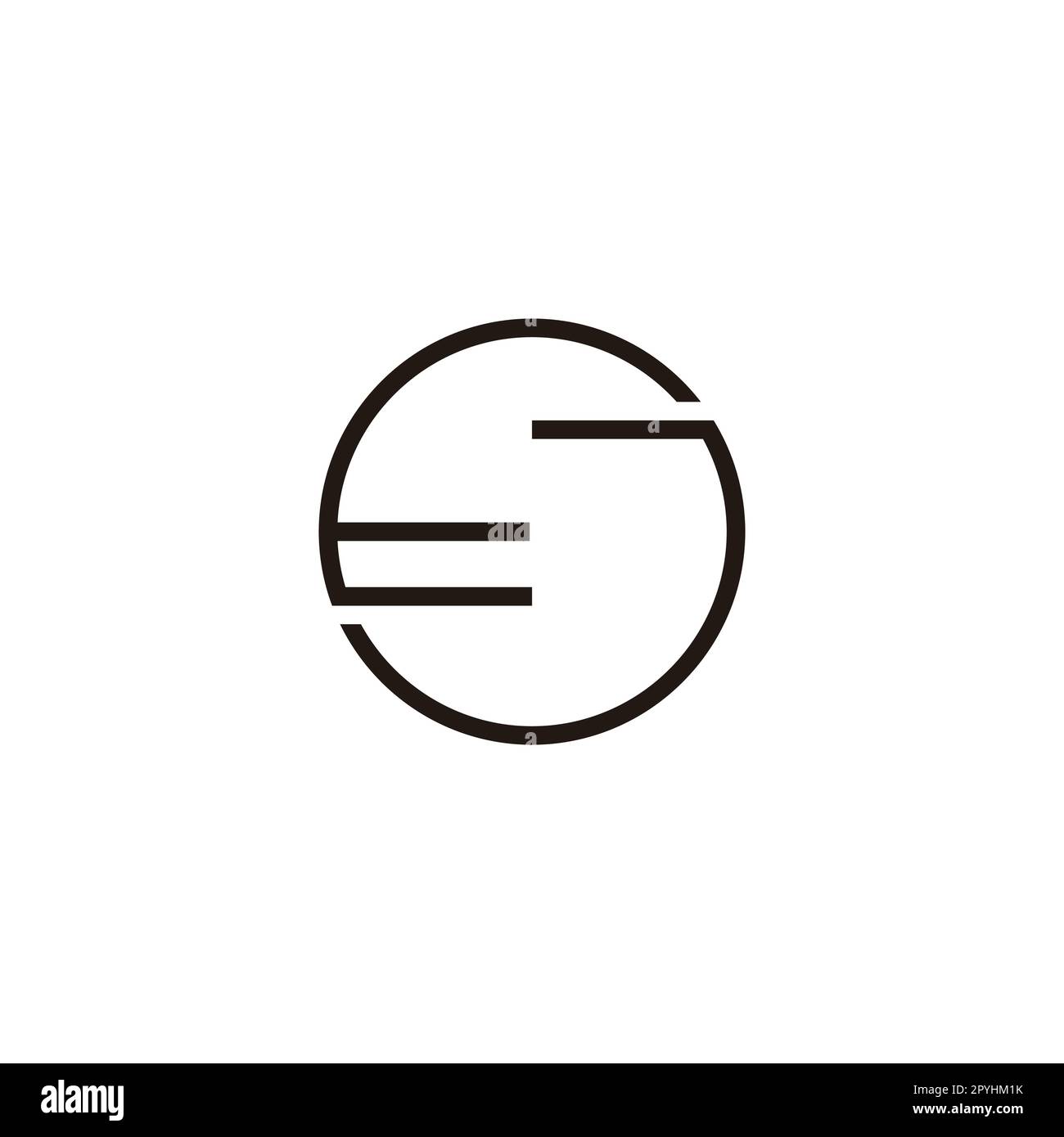 Letter E and J circle lines geometric symbol simple logo vector Stock Vector