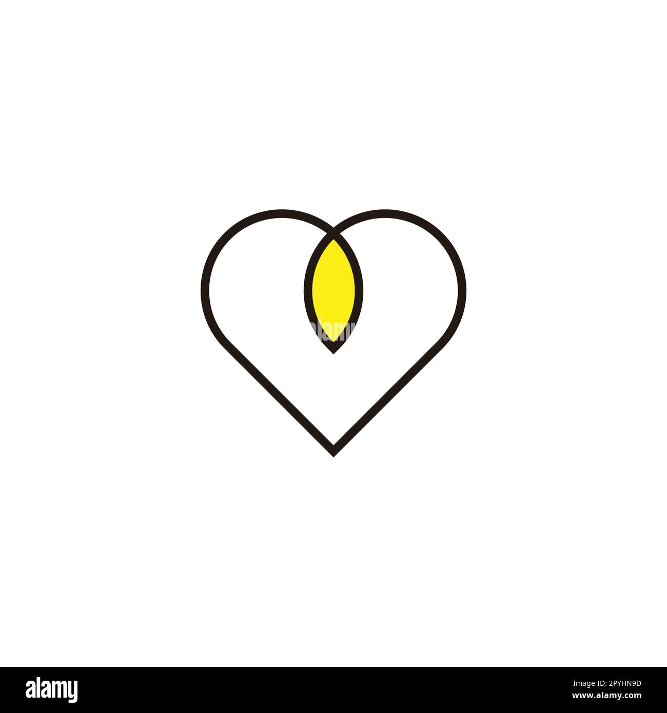 Heart, leaf, line geometric symbol simple logo vector Stock Vector