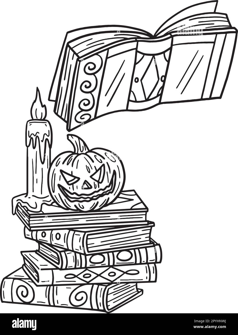 Halloween Books, Pumpkin, and Candle Isolated Stock Vector Image & Art