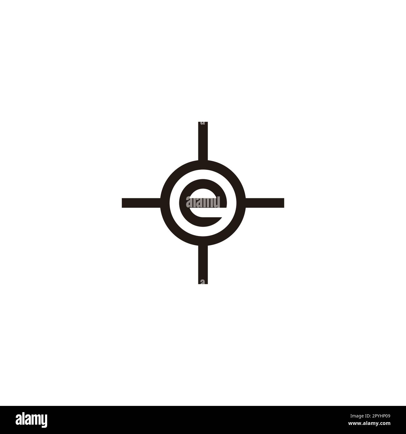 Letter e target, circle geometric symbol simple logo vector Stock Vector