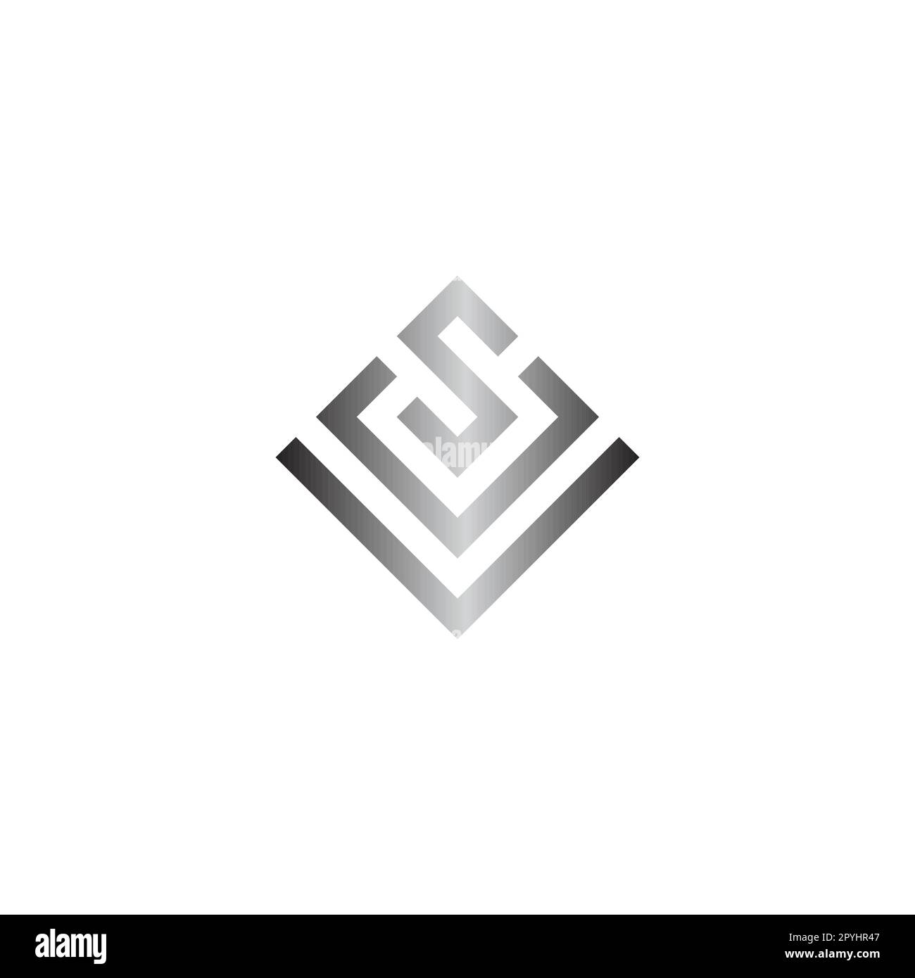 Letter S, U and V square geometric symbol simple logo vector Stock Vector