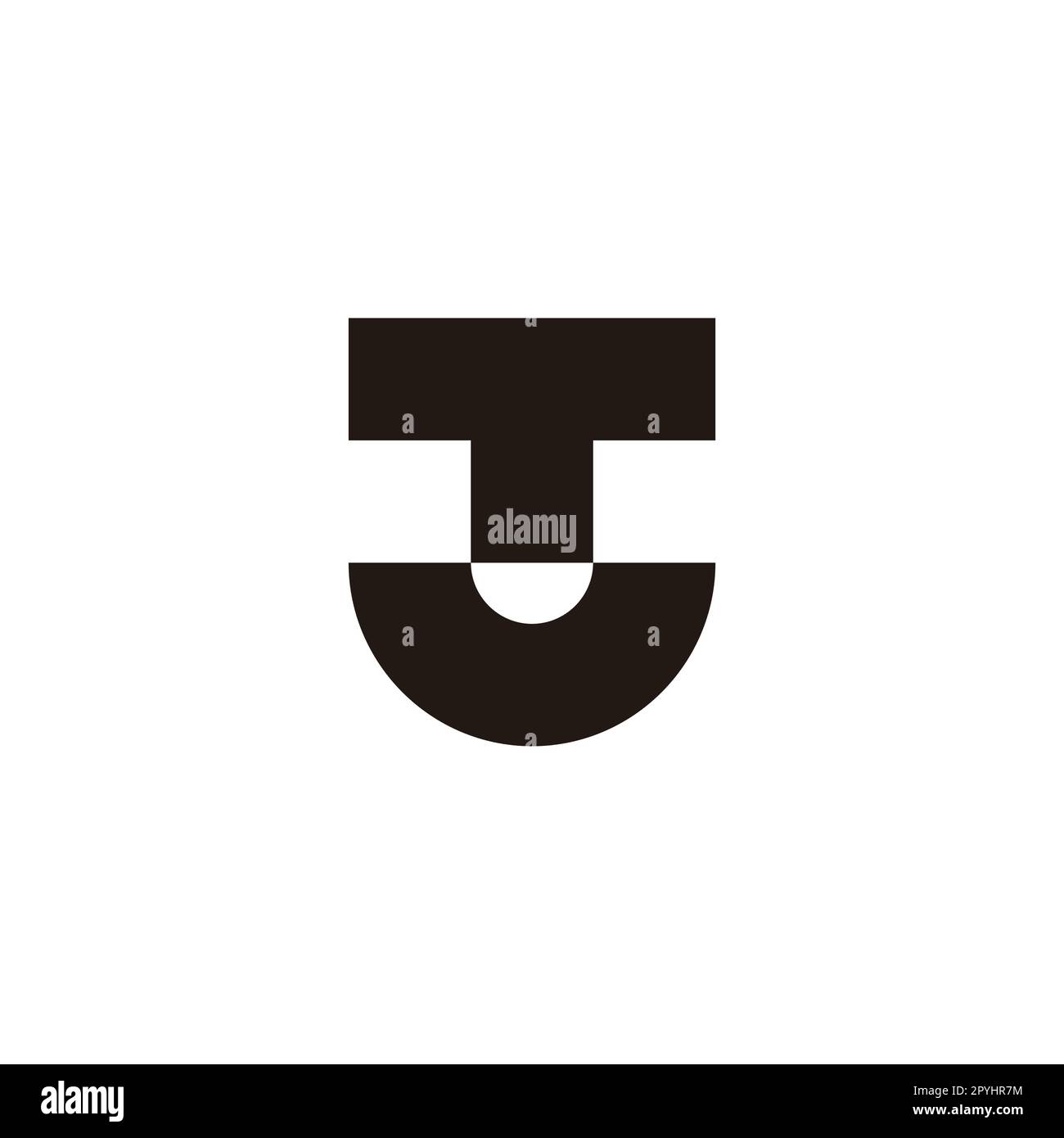 Letter T and U shield geometric symbol simple logo vector Stock Vector