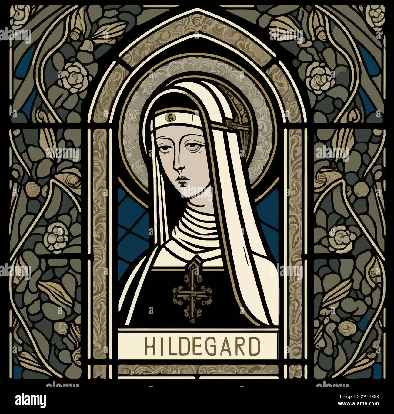 Vector of Catholic Saint Hildegard von Bingen Stock Vector