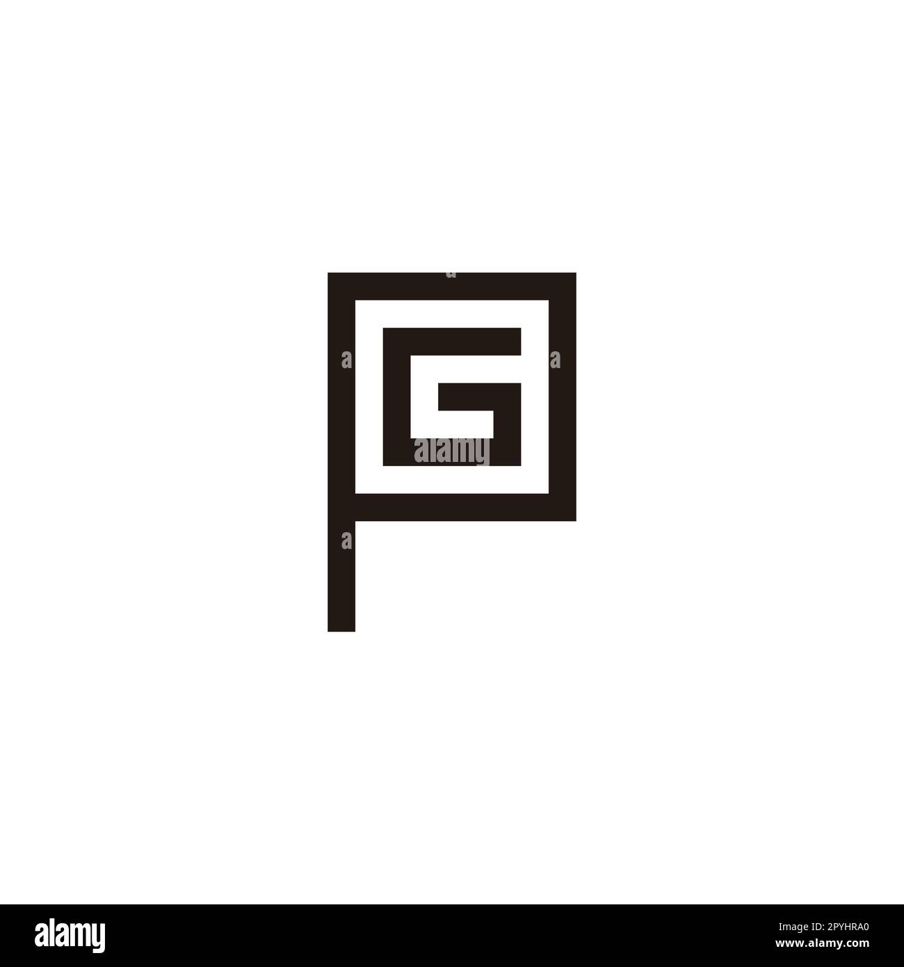 Letter G in P, square geometric symbol simple logo vector Stock Vector