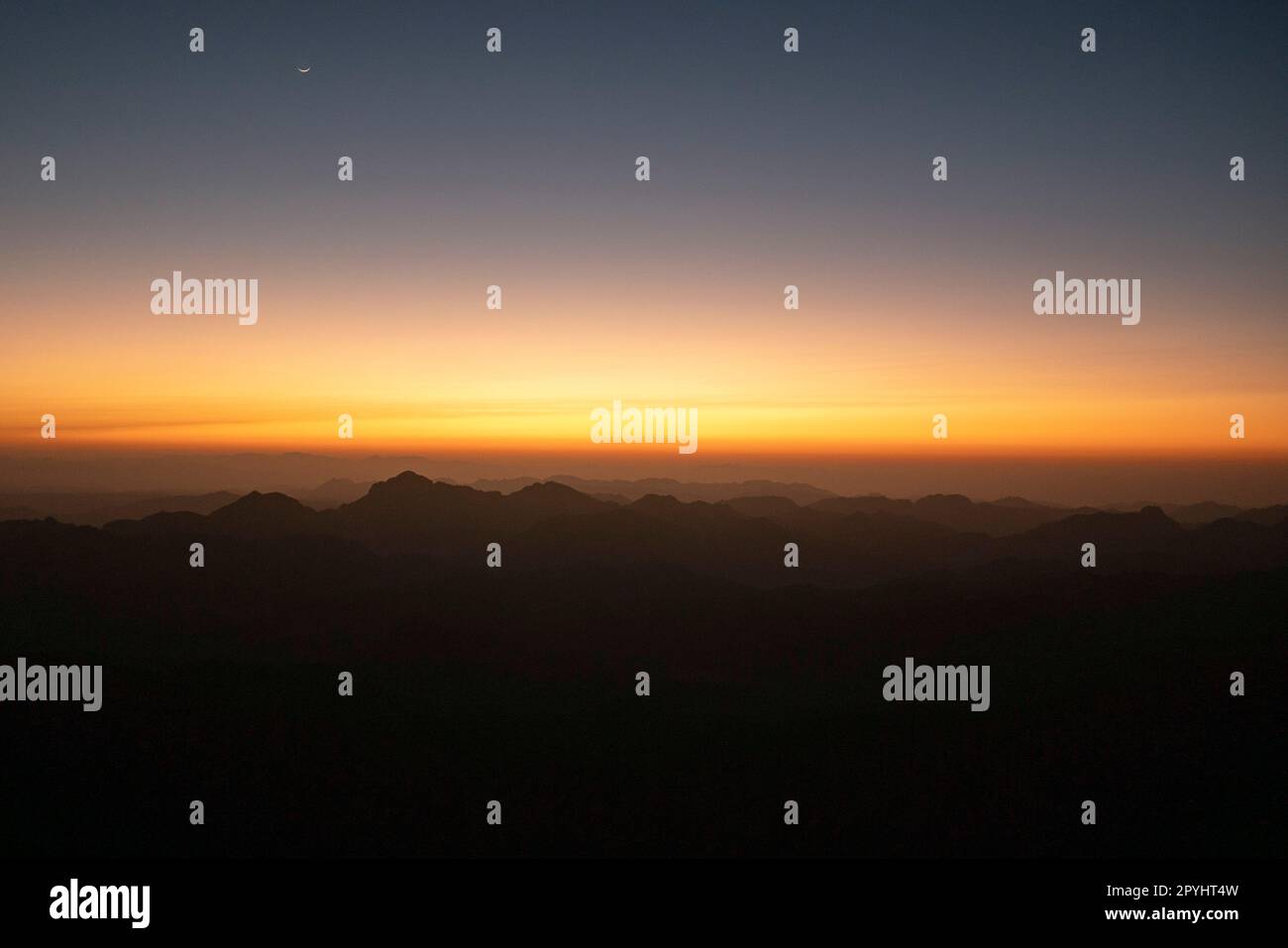 Orange sunrise at Mount Sinai Stock Photo