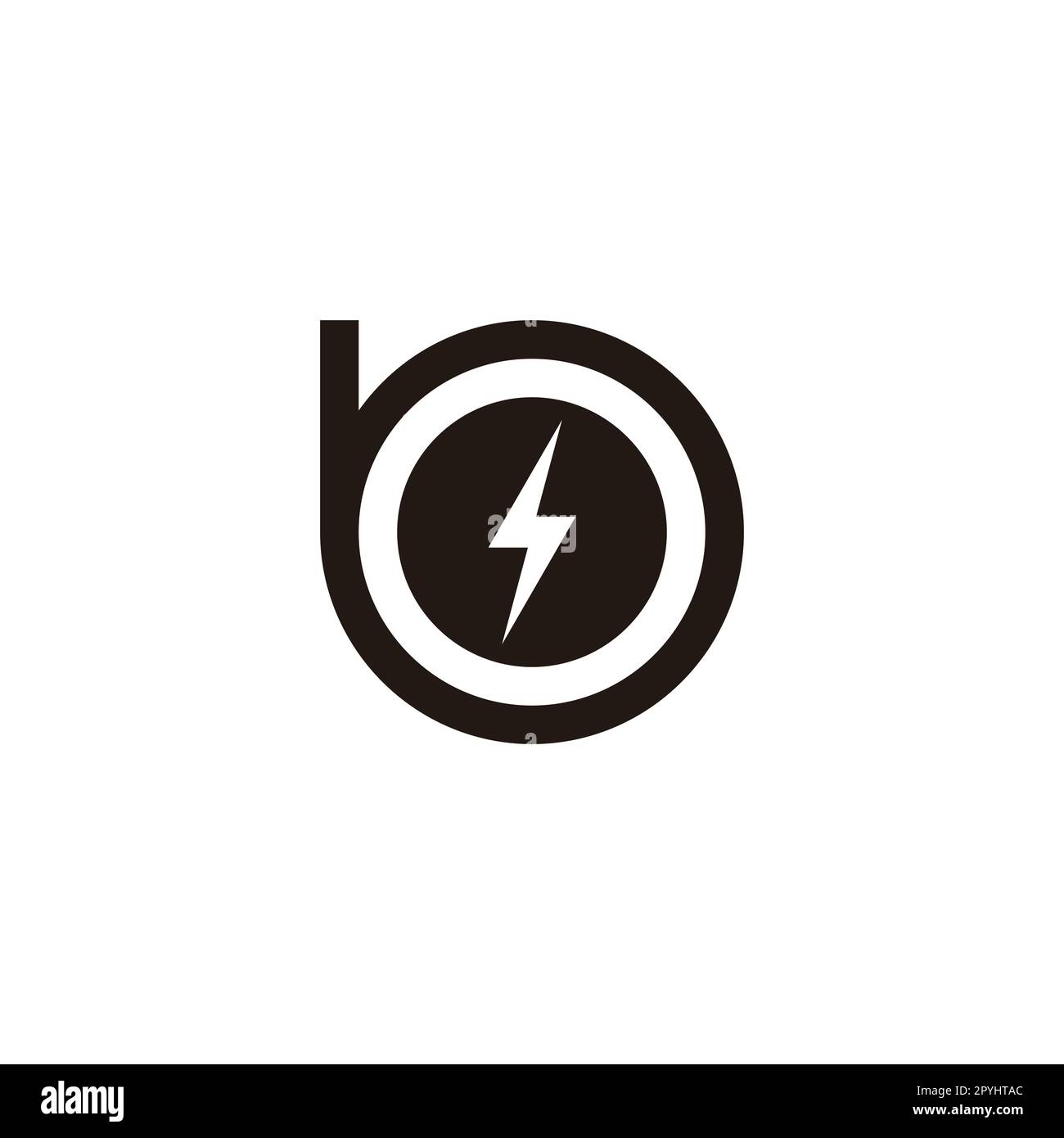 Letter b lightning, circle geometric symbol simple logo vector Stock