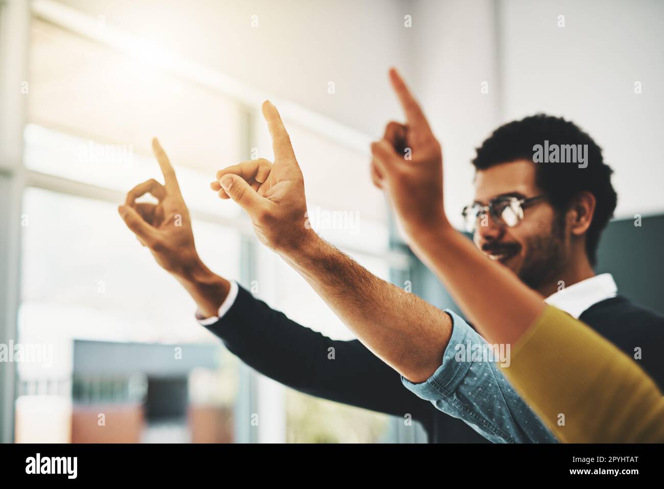 Female raising hand vote hi-res stock photography and images - Alamy