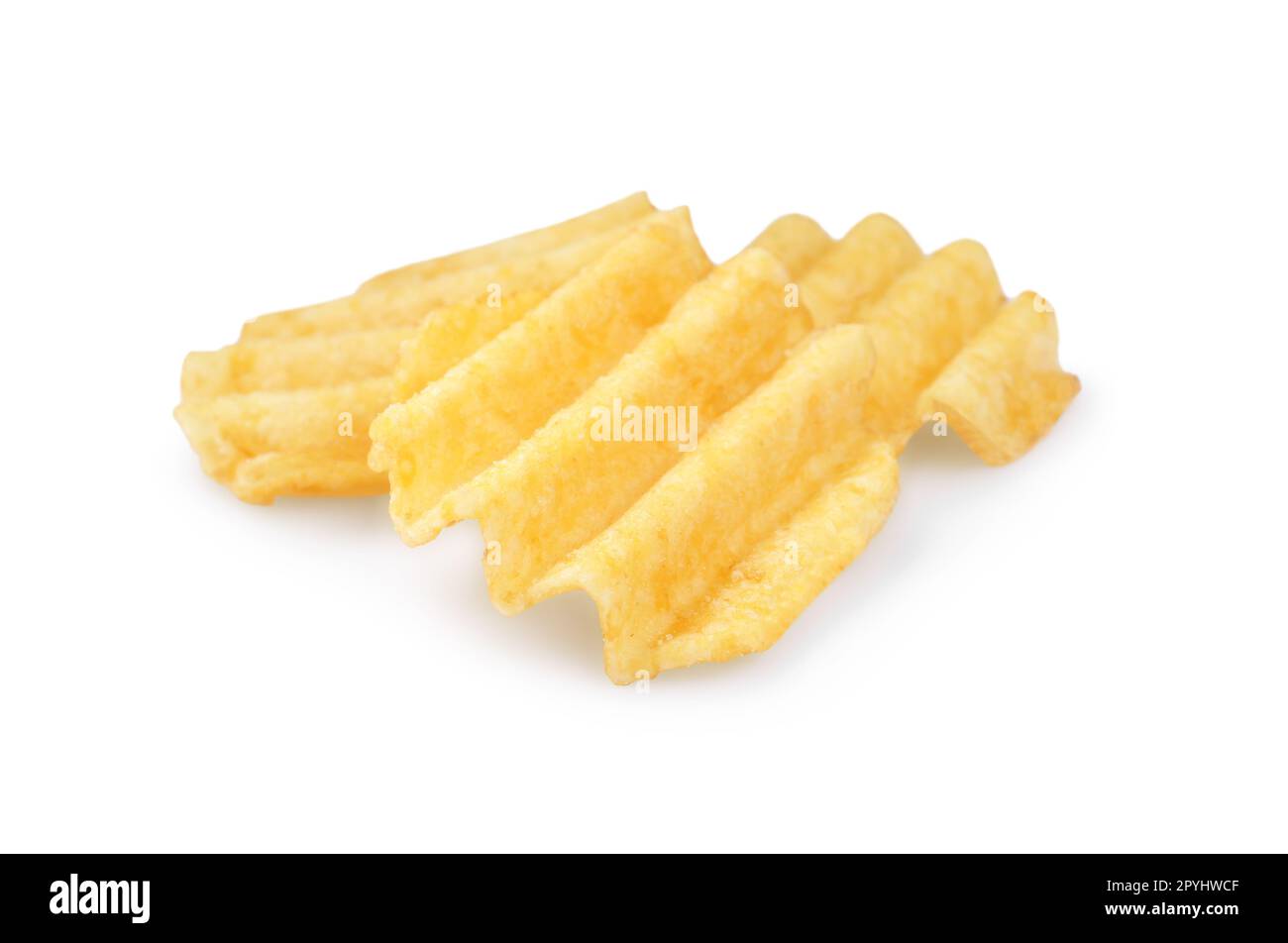Delicious ridged potato chips on white background Stock Photo Alamy