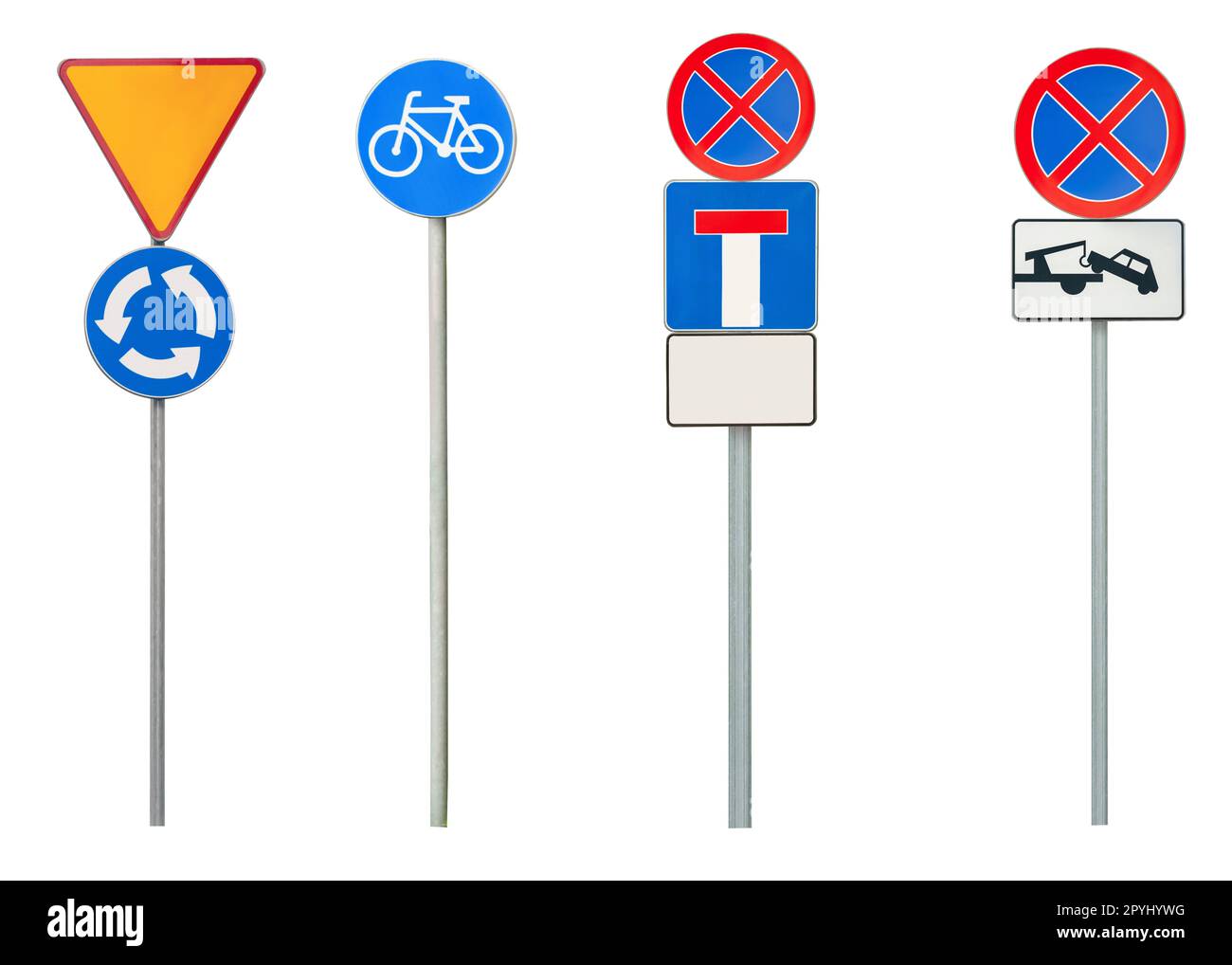 Set with different road signs isolated on white stock photo alamy