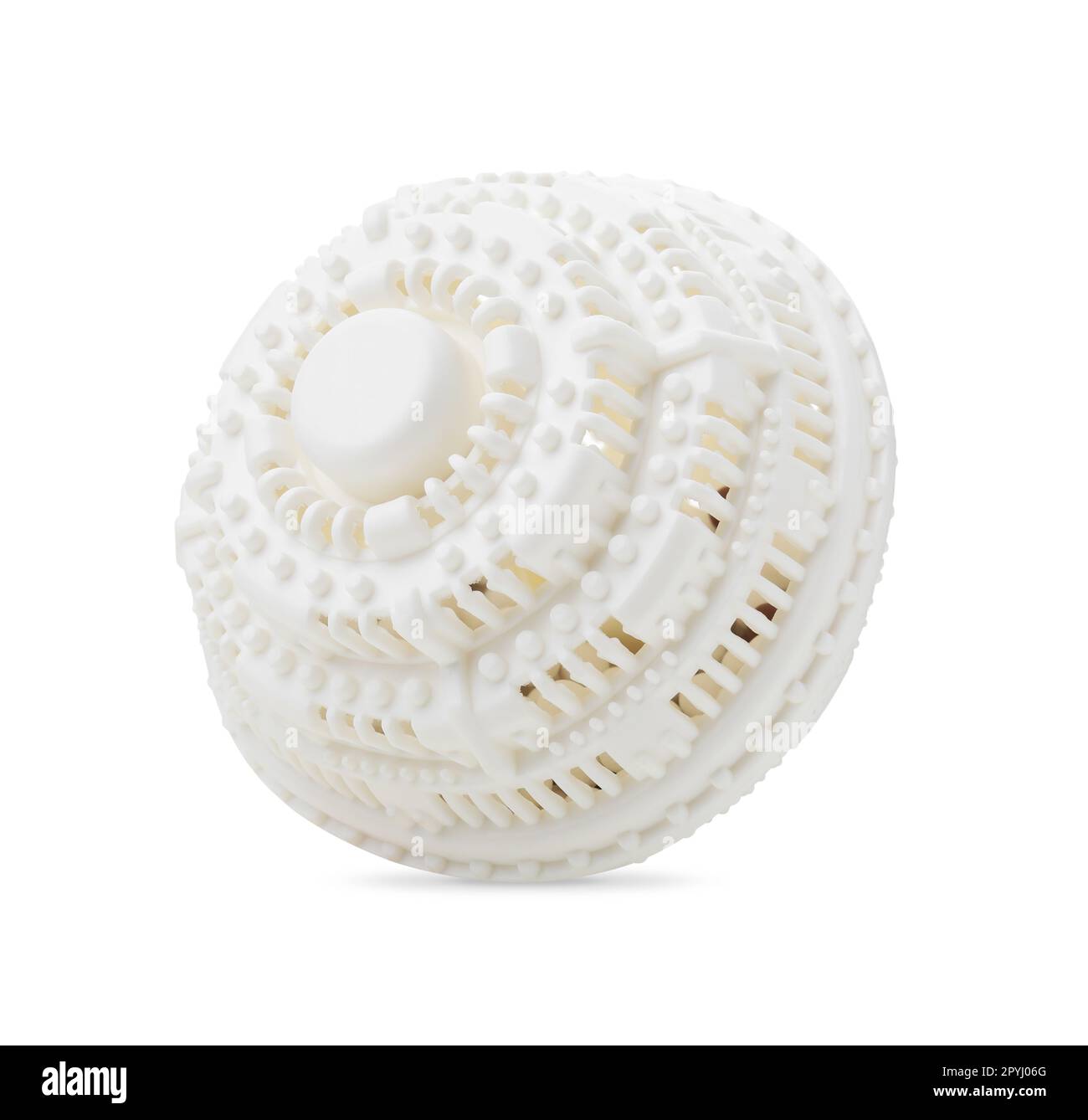 Dryer ball for washing machine isolated on white. Laundry detergent