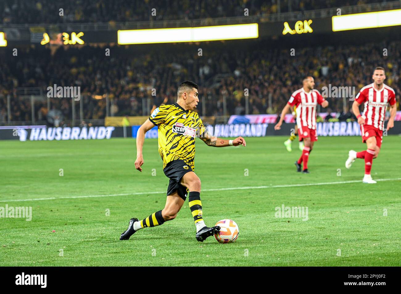 13 ORBELIN PINEDA of AEK FC during the Greek Super League, playoff match  between AEK FC and Olympiacos FC at OPAP Arena on May 3, 2023, in Athens,  Gre Stock Photo - Alamy