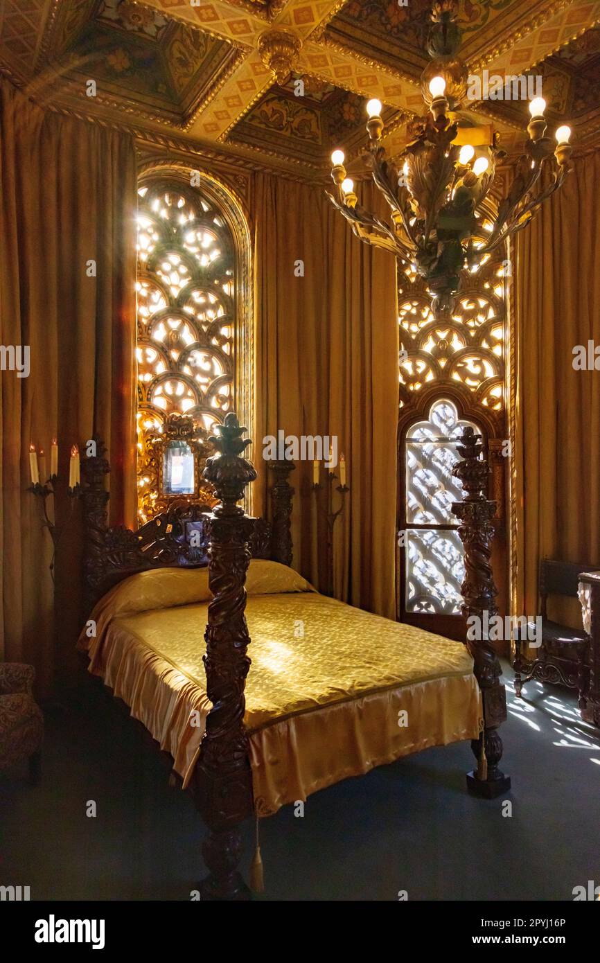 Bedroom at Hearst Castle, built by William Randolph Hearst, located in