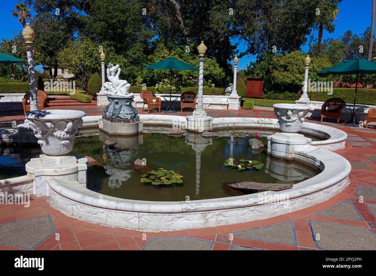 Water feature at Hearst Castle, built by William Randolph Hearst,  located in San Simeon California Stock Photo
