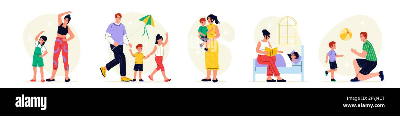 Family pastime set Stock Vector