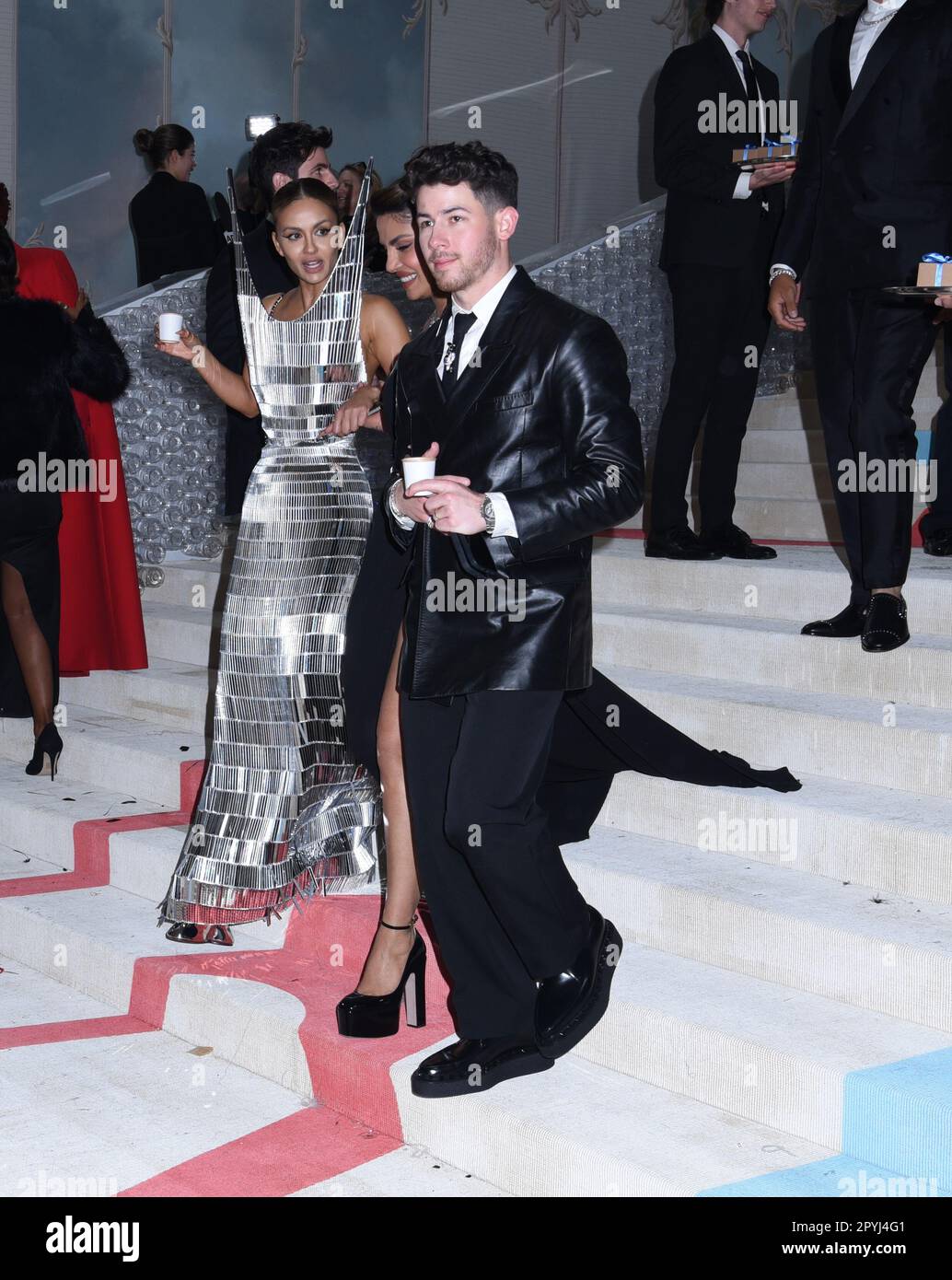 may 3 2023 new york new york usa natasha poonawalla priyanka chopra and nick jonas attend the 2023 met gala celebrating karl lagerfeld a line of beauty at metropolitan museum of art in new york credit image photo image press via zuma press wire editorial usage only! not for commercial usage! 2PYJ4G1