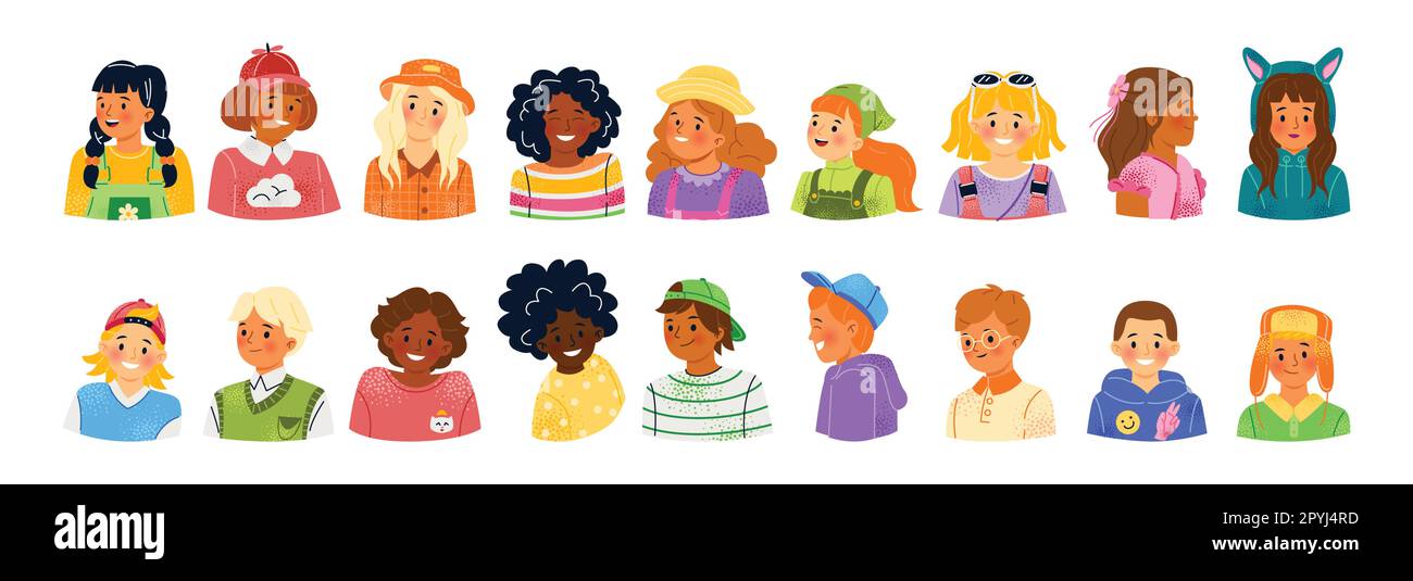 Set of children avatars Stock Vector Image & Art - Alamy