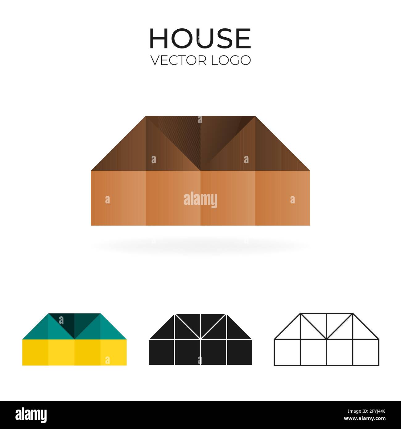 Origami vector logo and icon with house.  Stock Vector