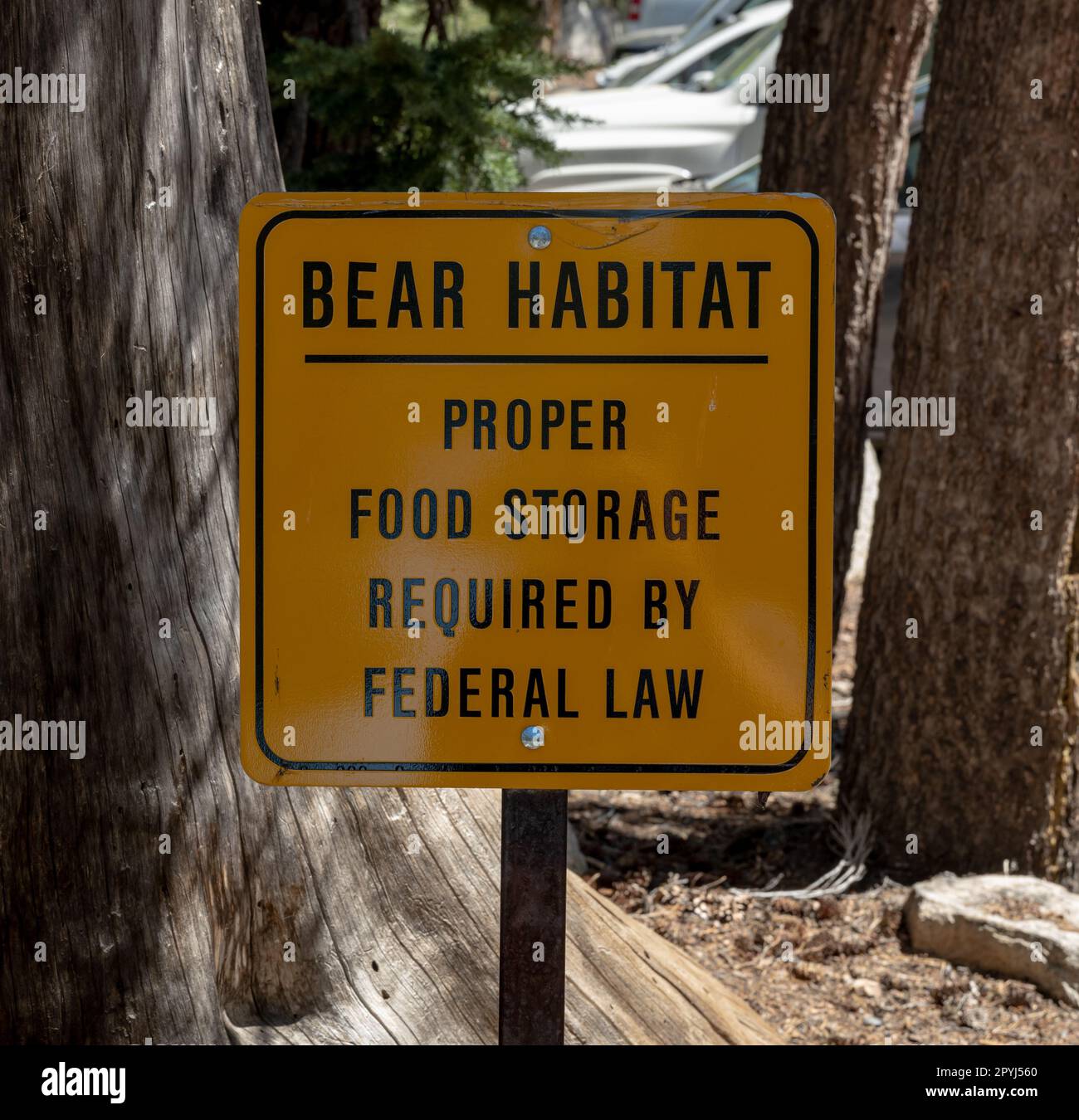 Proper Food Storage Sign in Bear Habitat in Yosemite National Park